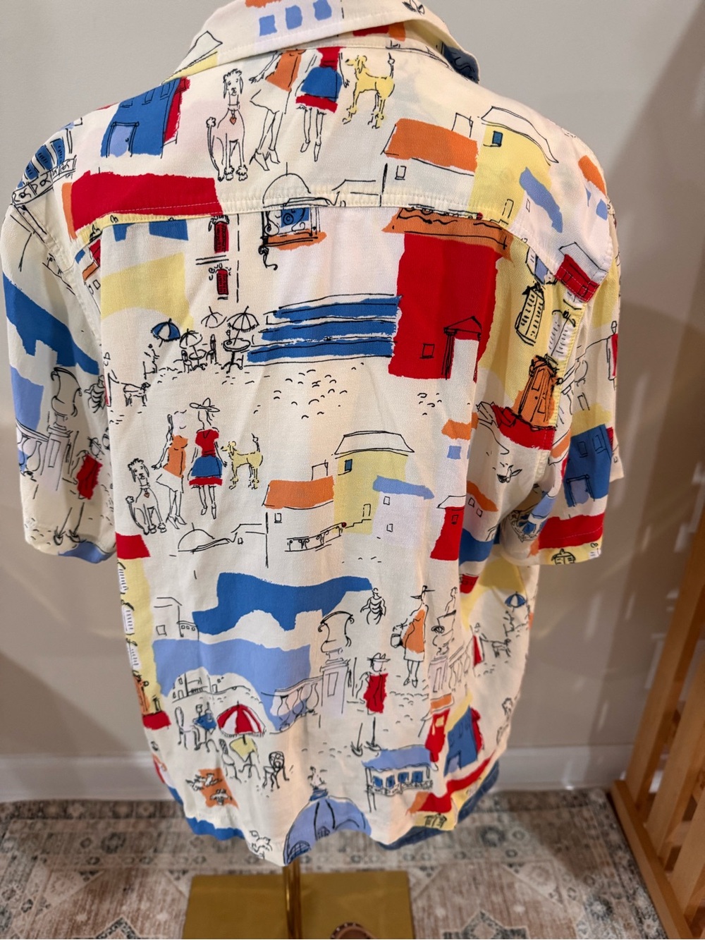 Vintage Travis Smith Mediterranean Sketch Print Button Up Shirt View 4